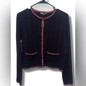 Milano Navy Cardigan with Red and White Accents